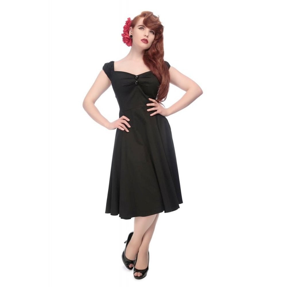 Collectif Dolores Dress Mainline Black Cotton UK14
